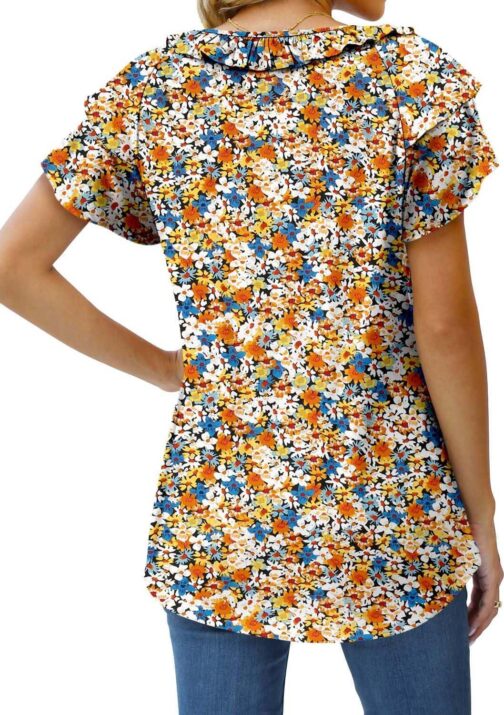 BETTE BOUTIK Womens Tops Summer V Neck Short Sleeve Tunic Shirts Tops Blouses - Image 5