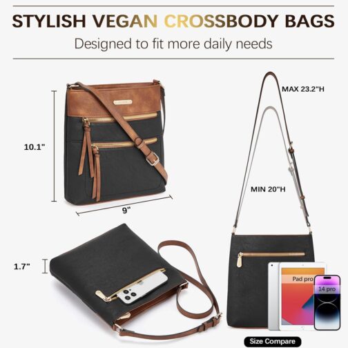 BOSTANTEN Crossbody Bags Purses for Women Trendy Soft Leather Shoulder Handbags with Adjustable Strap Zipper Pocket Medium - Image 2