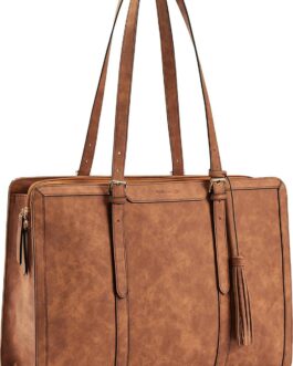 BOSTANTEN Laptop Tote Bag for Women Work Bag Professional 15.6 inch Leather Briefcase Business Office Purse Shoulder Bag