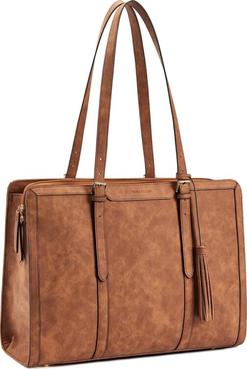BOSTANTEN Laptop Tote Bag for Women Work Bag Professional 15.6 inch Leather Briefcase Business Office Purse Shoulder Bag