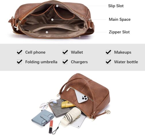 BOSTANTEN Purses for Women Vegan Leather Shoulder Bag Designer Ladies Hobo Handbags Pocketbooks - Image 3