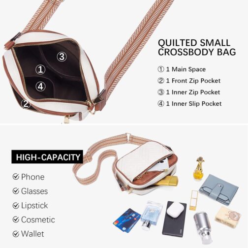 BOSTANTEN Quilted Crossbody Bags for Women Vegan Leather Purses Small Shoulder Handbags with Wide Strap - Image 5
