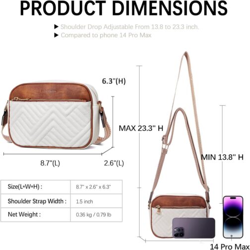BOSTANTEN Quilted Crossbody Bags for Women Vegan Leather Purses Small Shoulder Handbags with Wide Strap - Image 3