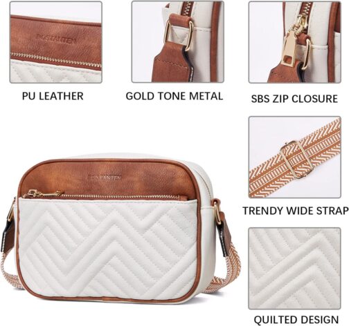 BOSTANTEN Quilted Crossbody Bags for Women Vegan Leather Purses Small Shoulder Handbags with Wide Strap - Image 4