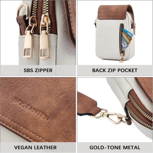 BOSTANTEN Small Crossbody Bags for Women Trendy Leather Phone Wallet Purses Handbags Adjustable Guitar Strap - Image 6