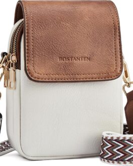 BOSTANTEN Small Crossbody Bags for Women Trendy Leather Phone Wallet Purses Handbags Adjustable Guitar Strap