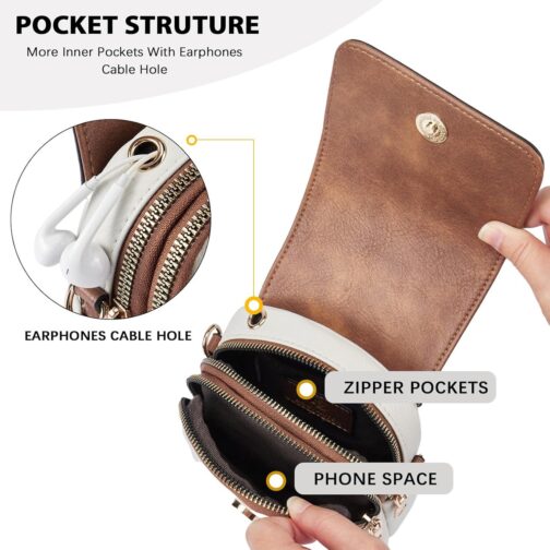 BOSTANTEN Small Crossbody Bags for Women Trendy Leather Phone Wallet Purses Handbags Adjustable Guitar Strap - Image 3