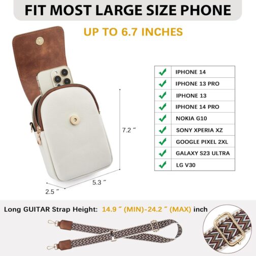 BOSTANTEN Small Crossbody Bags for Women Trendy Leather Phone Wallet Purses Handbags Adjustable Guitar Strap - Image 4