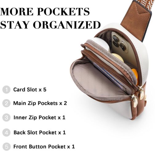BOSTANTEN Small Sling Bag Crossbody Bags for Women Trendy Crossbody Purse Leather Chest Bag - Image 3