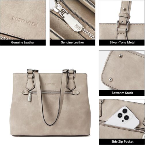 BOSTANTEN Women Handbag Leather Shoulder Bags Soft Designer Top Handle Purse - Image 4
