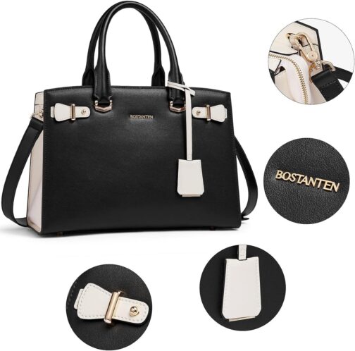 BOSTANTEN Women Leather Handbag Designer Satchel Purses Top Handle Shoulder Totes Crossbody Bag - Image 5