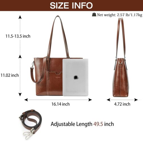 BOSTANTEN Womens Leather Laptop Tote Office Shoulder Handbag Vintage Briefcase 15.6 inch Computer Work Purse - Image 5