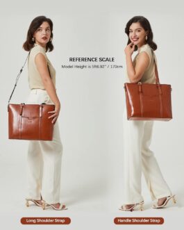 BOSTANTEN Womens Leather Laptop Tote Office Shoulder Handbag Vintage Briefcase 15.6 inch Computer Work Purse