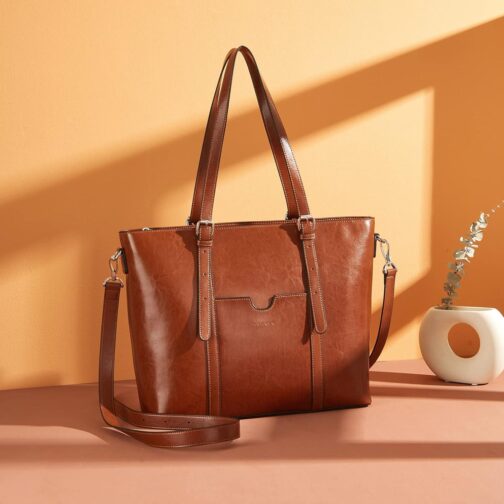 BOSTANTEN Womens Leather Laptop Tote Office Shoulder Handbag Vintage Briefcase 15.6 inch Computer Work Purse - Image 7
