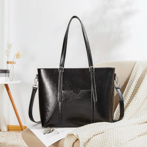 BOSTANTEN Womens Leather Laptop Tote Office Shoulder Handbag Vintage Briefcase 15.6 inch Computer Work Purse - Image 4