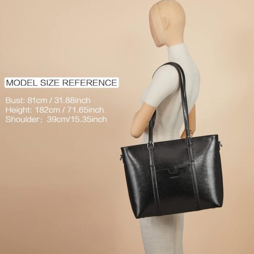 BOSTANTEN Womens Leather Laptop Tote Office Shoulder Handbag Vintage Briefcase 15.6 inch Computer Work Purse - Image 2
