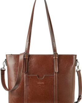 BOSTANTEN Womens Leather Laptop Tote Office Shoulder Handbag Vintage Briefcase 15.6 inch Computer Work Purse