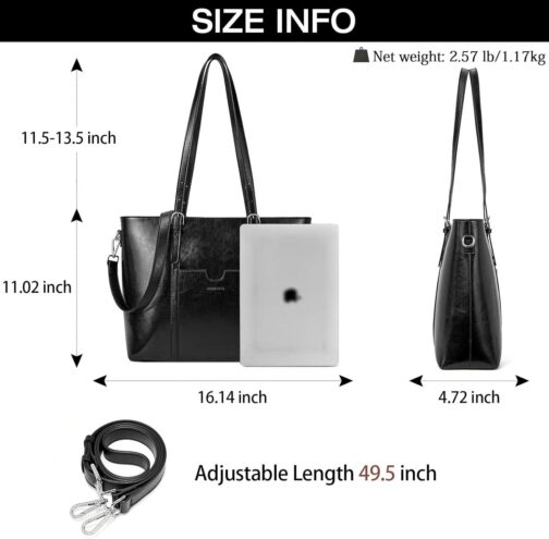BOSTANTEN Womens Leather Laptop Tote Office Shoulder Handbag Vintage Briefcase 15.6 inch Computer Work Purse - Image 5