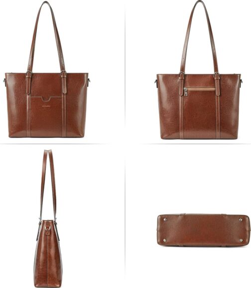 BOSTANTEN Womens Leather Laptop Tote Office Shoulder Handbag Vintage Briefcase 15.6 inch Computer Work Purse - Image 8