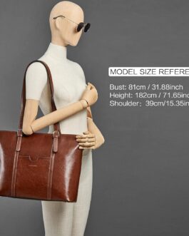 BOSTANTEN Womens Leather Laptop Tote Office Shoulder Handbag Vintage Briefcase 15.6 inch Computer Work Purse