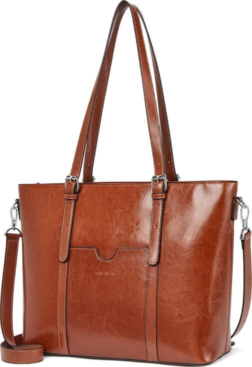 BOSTANTEN Womens Leather Laptop Tote Office Shoulder Handbag Vintage Briefcase 15.6 inch Computer Work Purse - Image 8