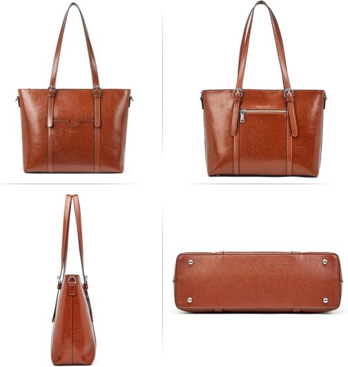 BOSTANTEN Womens Leather Laptop Tote Office Shoulder Handbag Vintage Briefcase 15.6 inch Computer Work Purse - Image 6