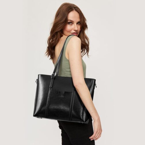 BOSTANTEN Womens Leather Laptop Tote Office Shoulder Handbag Vintage Briefcase 15.6 inch Computer Work Purse - Image 3