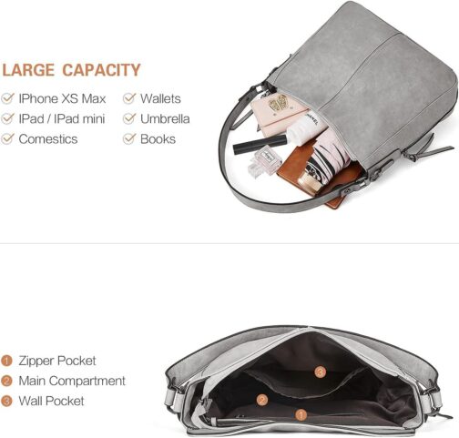 BROMEN Purses for Women Vegan Leather Hobo Bags Designer Handbags Large Shoulder Crossbody Bag with Adjustable Strap - Image 3