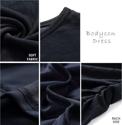 BTFBM Women's 2024 Summer Casual Beach Dresses Crew Neck Short Sleeve Wrap Party Club Mini Ruched Bodycon T Shirt Dress - Image 6
