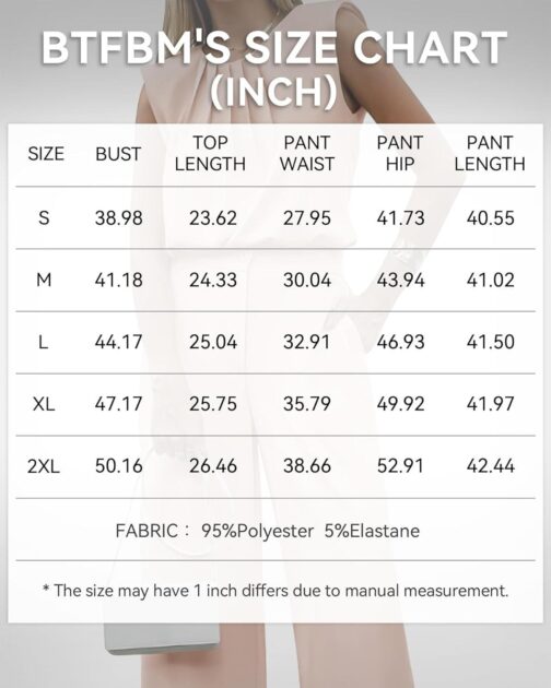 BTFBM Women's 2 Piece Outfits 2024 Summer Casual Tracksuits Crew Neck Sleeveless Top Wide Leg Pant Sets - Image 6