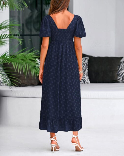 BTFBM Women's Summer Floral Dresses 2024 Casual Short Sleeve Square Neck Ruffle Long Beach Dress Loose Fit Boho Dress - Image 8