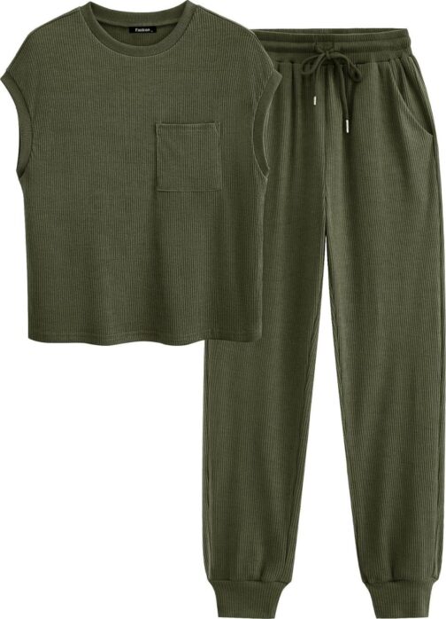 BTFBM Women's Two Piece Tracksuit Short Sleeve Tops Long Pants With Drawstring Outfits Jogger Sets