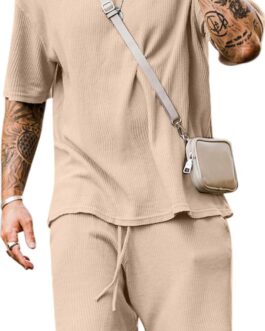 Babioboa Men’s Short Sleeve Tracksuit Summer T Shirt and Shorts set 2 Pockets Oversize Two Piece Casual Daily Duty-off