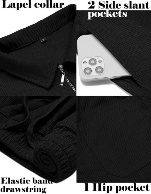 Babioboa Men's Short Sleeve Polo Shirt and Shorts set Summer Two Piece Outfits 3 Pockets zip Tracksuit Casual Athletic Sports - Image 5