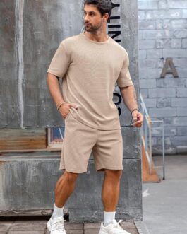 Babioboa Men’s Short Sleeve Tracksuit Summer T Shirt and Shorts set 2 Pockets Oversize Two Piece Casual Daily Duty-off