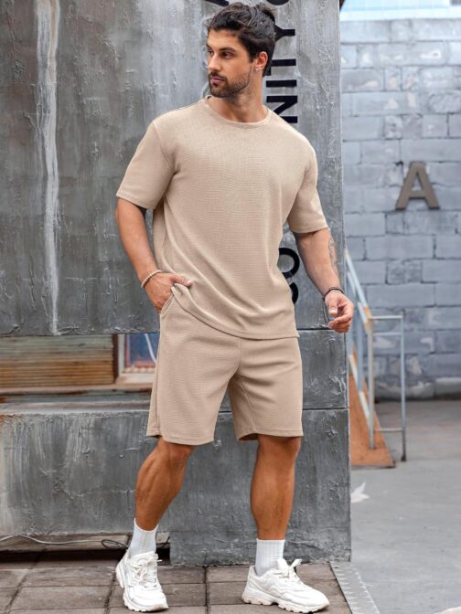 Babioboa Men's Short Sleeve Tracksuit Summer T Shirt and Shorts set 2 Pockets Oversize Two Piece Casual Daily Duty-off - Image 2