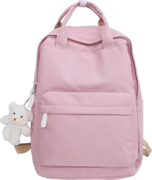 Backpack Casual Cute Lightweight Daypack Water Resistant College Kawaii Backpack for Teen Girls(BP23ST1-pink)