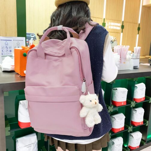 Backpack Casual Cute Lightweight Daypack Water Resistant College Kawaii Backpack for Teen Girls(BP23ST1-pink) - Image 2