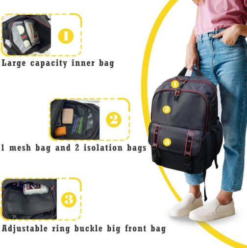 Backpack for Women and Men, 17'' Classical Nylon Bookbag with Multi-pockets Casual Daypack for College Work Travel - Image 6