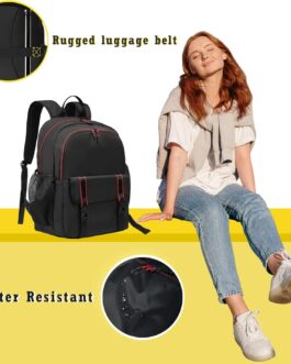 Backpack for Women and Men, 17” Classical Nylon Bookbag with Multi-pockets Casual Daypack for College Work Travel