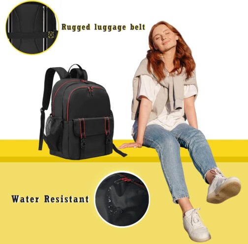 Backpack for Women and Men, 17'' Classical Nylon Bookbag with Multi-pockets Casual Daypack for College Work Travel - Image 2