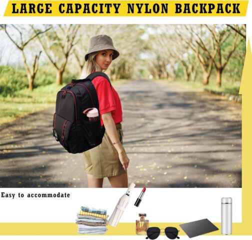 Backpack for Women and Men, 17'' Classical Nylon Bookbag with Multi-pockets Casual Daypack for College Work Travel - Image 7