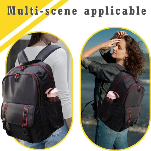 Backpack for Women and Men, 17'' Classical Nylon Bookbag with Multi-pockets Casual Daypack for College Work Travel - Image 5
