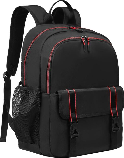 Backpack for Women and Men, 17'' Classical Nylon Bookbag with Multi-pockets Casual Daypack for College Work Travel