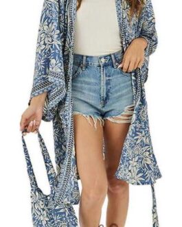 Badiya Kimono for Women Summer Collection Comfortable Long Kimono, Lightweight Ideal Swimsuit Cover Ups Matching Bag Fits S/M