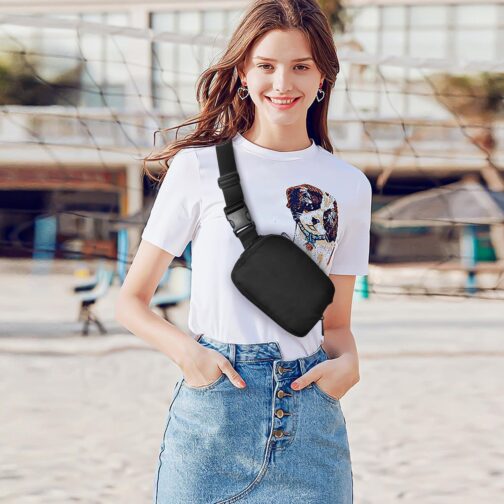 Belt Bag for Women Fanny Pack Crossbody Bags for Women Fashion Waist Packs with Adjustable Strap Gifts for Teenage Girls Women Men (Black) - Image 2