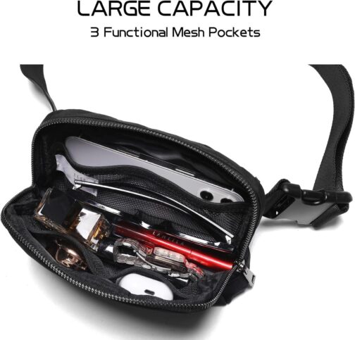 Belt Bag for Women Fanny Pack Crossbody Bags for Women Fashion Waist Packs with Adjustable Strap Gifts for Teenage Girls Women Men (Black) - Image 5