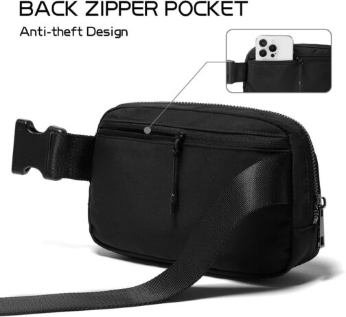 Belt Bag for Women Fanny Pack Crossbody Bags for Women Fashion Waist Packs with Adjustable Strap Gifts for Teenage Girls Women Men (Black) - Image 6