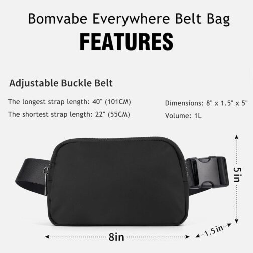 Belt Bag for Women Fanny Pack Dupes, Bomvabe Fashion Crossbody Lulu Waist Pack Lemen Bag with Adjustable Strap, Everywhere Belt Bag for Travel Outdoors Running Hiking - Image 3