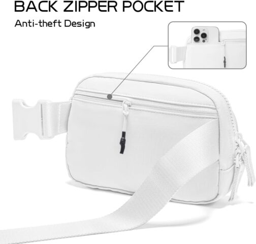 Belt Bag for Women Two-Way Zipper Cross Body Fanny Pack Fashion Waist Packs Everywhere Belt Bag with Adjustable Strap Gifts for Teen Girls Women Men (White) - Image 5
